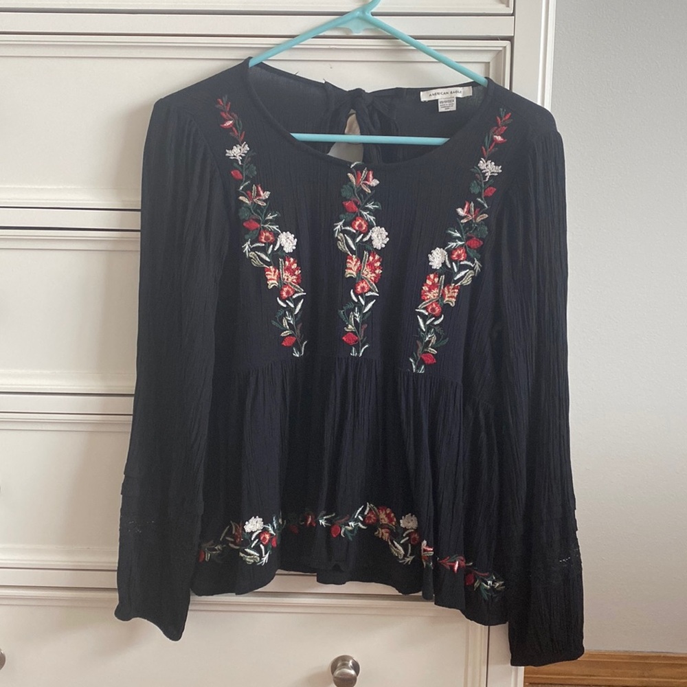American Eagle Embroidered Long Sleeve